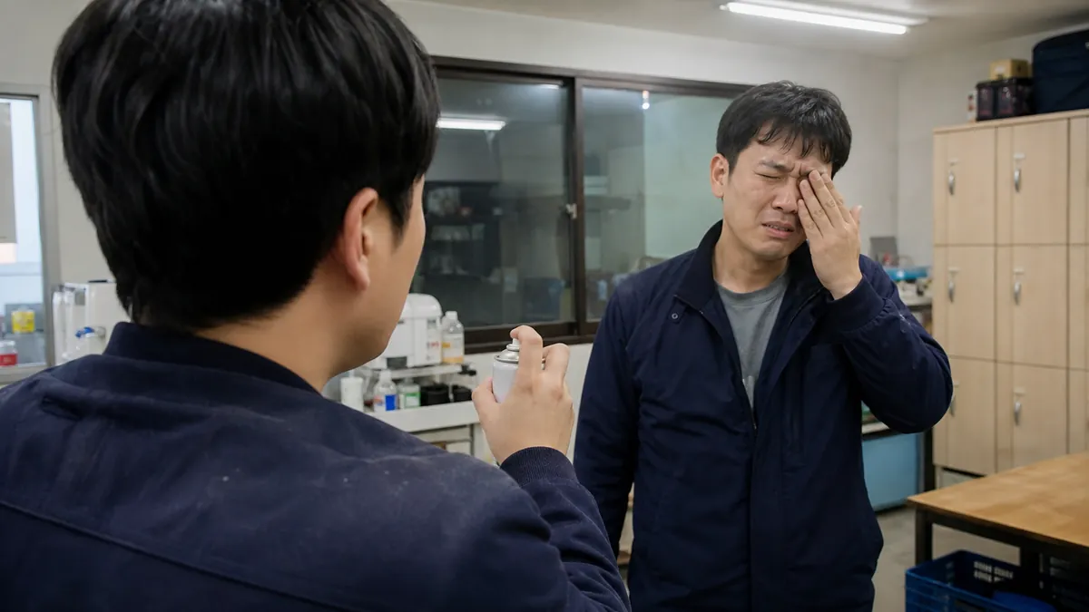 살충제 분사로 동료 눈 통증을 유발해 과실치상 수사에 대응한 사례